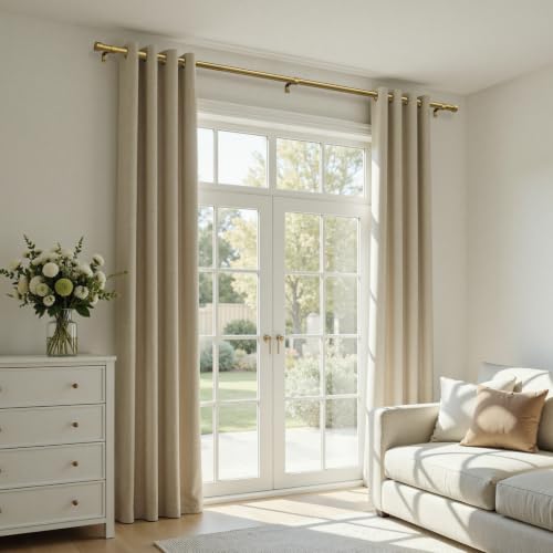 Zeerobee Curtain Rods for Windows 48 to 86 Inch, Warm Gold Curtain Rod - color: Warm Gold, size: 32"-86"