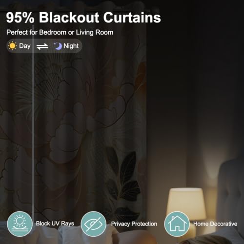 Luxury Floral Blackout Curtains for Bedroom 84 Inches Long - color: Floral-e