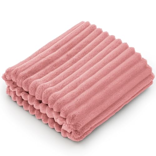 BEDELITE 3D Ribbed Pink Baby Blankets for Boys Girls 30"x 40" - color: Dusty Pink, size: Kids(30"x40")
