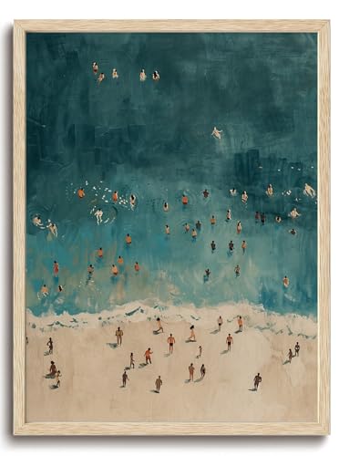 Framed Beach Scene Wall Art Beachy Coastal Canvas Art Prints - color: Beach Art, size: 10"L x 8"W