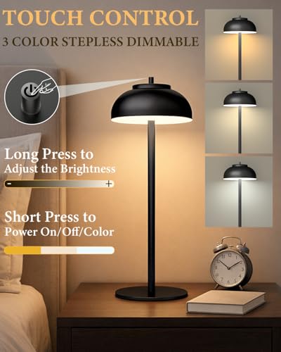Cordless Table Lamps, Rechargeable LED Touch Lamp, Black, 4 Pack - color: Black-Set of 4