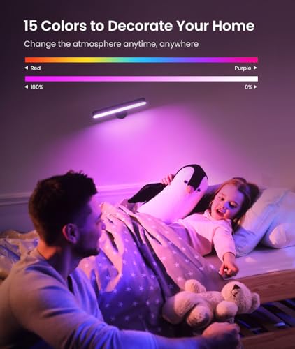 PopoIron Rechargeable LED Wall Sconces 7500mAh Battery Operated Wall Lamps for Bedroom, Touch and Remote Control, 3 Colors Wall Lights 360° Rotate Dimmable Brightness with 15 RGB Colors,Black 4 Pack - color: Black-4P