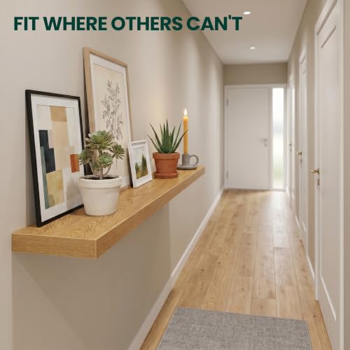 1.5" Thick Floating Shelves for Wall, 48"x6.5" Wall Mounted Shelf, Wall Storage Shelf,No Sag,Easy Install Wood Grain Shelf for Bedroom, Kitchen, Living Room & Hallway,Oak,Pack of 2 - color: Oak, size: 48"x 6.5"-Pack of 2