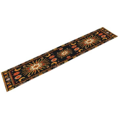 Sun Moon Table Runner,Bohemian Indian Orange Hippie Mystery Celestial Starry Night Mandala Moon Phase Tabletop Restaurant Dining Kitchen Wedding Party 13x36 Inch - color: Moon Style-25, size: W13X L36