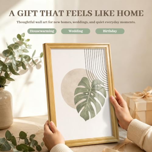 Framed Abstract Wall Art Set of 3, Green Botanical Prints 12x16 Inch - color: Abstract lines, size: 16" H x 12" W x 3Pcs