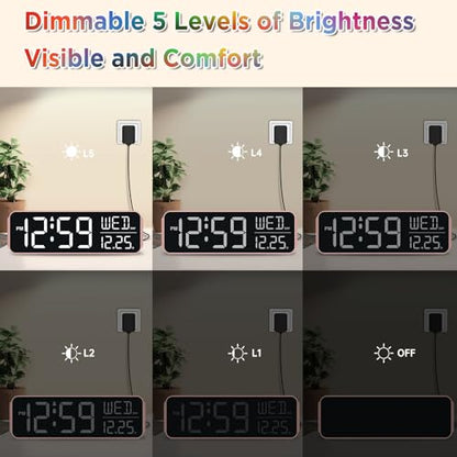 Peakeep Large Display Digital Alarm Clock for Bedroom with Date Day of Week - color: Rose Gold With Colorful (Plug-in Ac Powered)