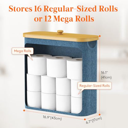 Lifewit Toilet Paper Storage Holder, Extra Large Stand Basket 30L Dark Blue - color: Dark Blue, size: 30L
