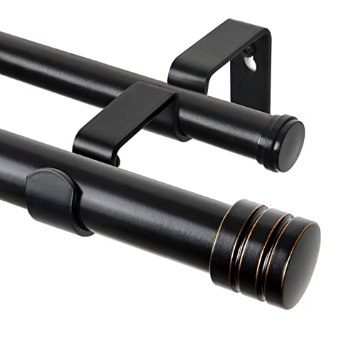 TONIAL 1 Inch Double Curtain Rods for Windows 66 to 120 Inch, Black, - color: Black, size: 66-120”