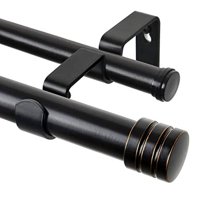 TONIAL 1 Inch Double Curtain Rods for Windows, 72 to 144 Inch, Black - color: Black, size: 72-144"