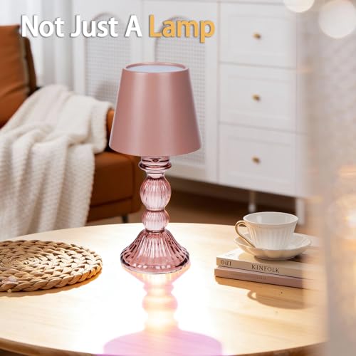 MJ PREMIER Small Rechargeable Lamp, Wireless Lamp, Battery Operated Lamps - color: Pink