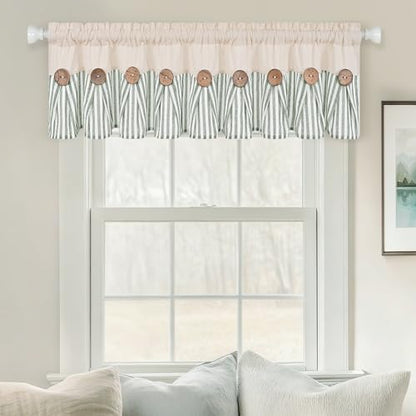 ASPMIZ Farmhouse Valances for Windows, Beige+Green, 60x14 Inches, 1 Panel - color: Beige&green, size: 60"W x 14"L (Pack of 1)