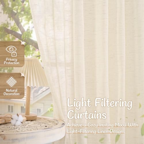 LAMIT Semi Sheer Linen Cafe Curtains for Small Windows, 25 x 36 Inch - color: Linen, size: 25"W x 36"L (Pack of 2)