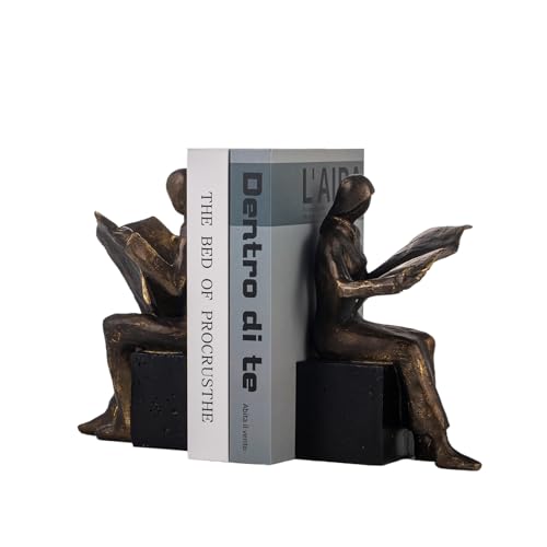 Lukitas Readers Decorative Bookends Heavy Duty Non-Slip, Bronze, Resin 8'' - color: Newspaper Reader