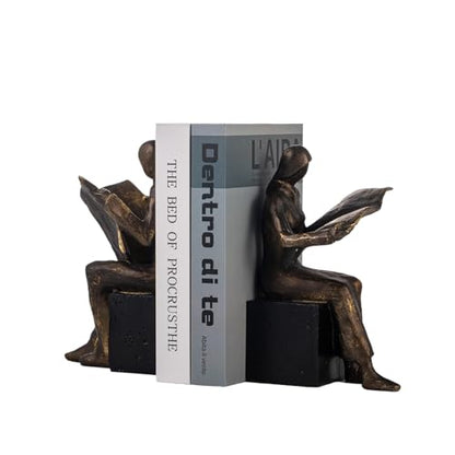 Lukitas Readers Decorative Bookends Heavy Duty Non-Slip, Bronze, Resin 8'' - color: Newspaper Reader