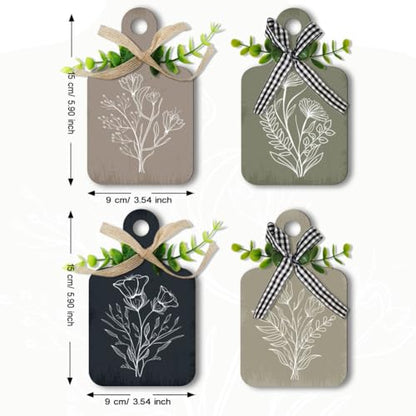 PH PandaHall 4pcs Kitchen Wooden Hanging Signs, Wall Decor Wood Sign Flower Kitchen Signs Wall Decor Hanging Plaques Farmhouse Sign Wood Bar Sign for Home Kitchen Dining Living Room Bar Cafe Art Decor