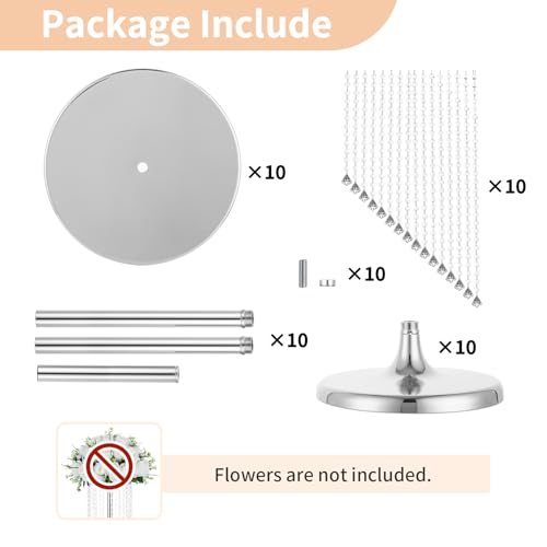 NUPTIO Tall Centerpiece for Table, Silver, 35.4", 10 Pcs - color: Silver, size: 10 Pcs 35.4 in