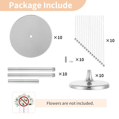 NUPTIO Tall Centerpiece for Table, Silver, 35.4", 10 Pcs - color: Silver, size: 10 Pcs 35.4 in