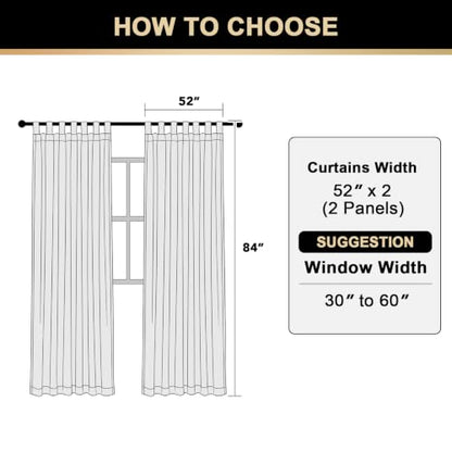 PrinceDeco Linen Semi Sheer Curtains for Living Room, 52x84 inch, Off White - color: Off White, size: 52"W x 84"L (Pack of 2)