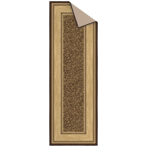 Ottomanson 2x5 Kitchen Rug Runner – Non-Slip Entryway Rug - color: Border Dark Brown, size: 1'8" x 4'5" (Runner)