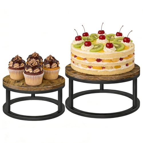2 Pack Rustic Round Cake Stand Set, 10/12 Inch Cupcake Pedestal Stands - size: 2 Pack