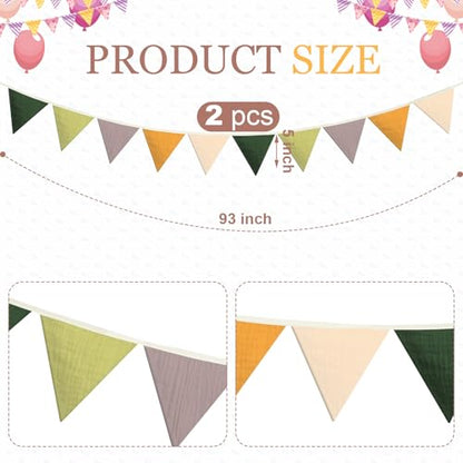 Oudain 2 Pcs Pennant Banner Flags Nursery Garland Triangle, Green Color - color: Green Color