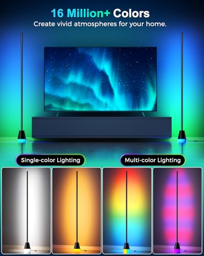 RGBIWC Corner Floor Lamp, Smart Ambient LED Light, Black