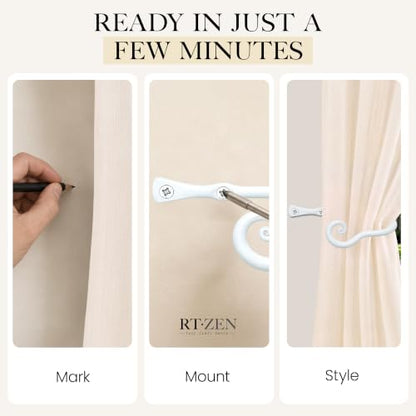 RTZEN Metal Curtain Tiebacks, Drapery Holders for Wall, 2 Pcs - size: Medium, style: Classic - W