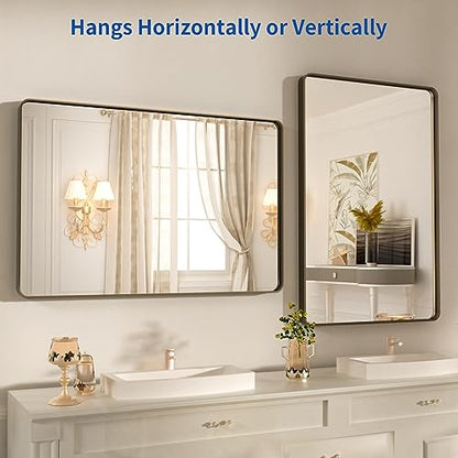 WEER Bronze Bathroom Vanity Mirror 36X30 Inch - color: Bronze, size: 36"L x 30"W