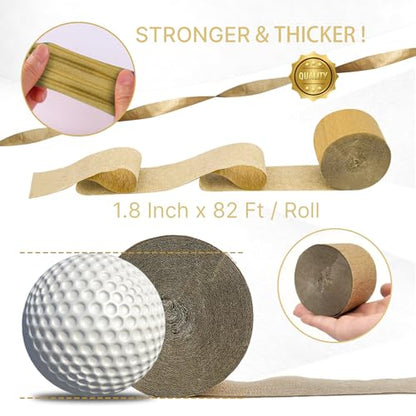 PartyWoo Gold Crepe Paper Streamers 4pcs 328 FT Gold Streamers - color: Gold-9573
