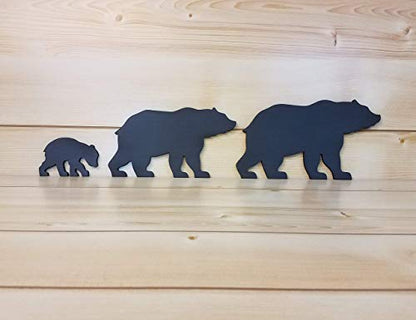 Wooden Black Bear Family Set of 3 | Papa, Mama & Baby Cub | Rustic Cabin Wall Décor | Woodland Lodge Bear Silhouette Set