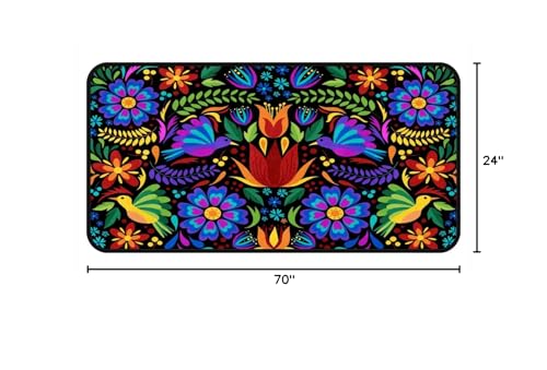 Floral Mexican Birds Doormat Area Rugs Floor Mat for Patio Front Door Entry Garage Kitchen Bathroom 72x24 in - size: 72x24 in