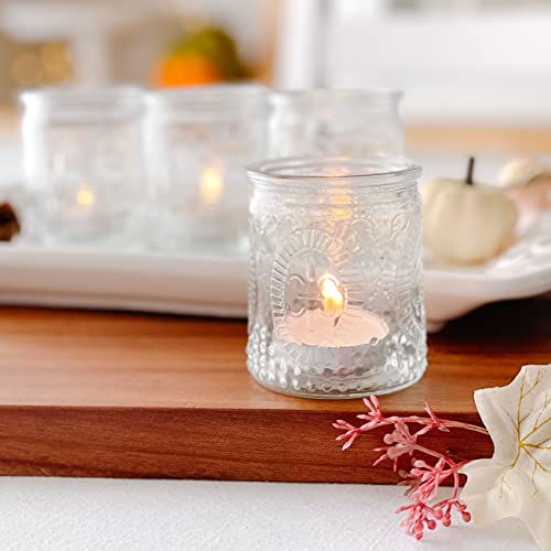 Kate Aspen Vintage Clear Glass Tealight & Votive Candle Holders (Set of 4), Farmhouse Decor, Room Decoration, Shelf Decor - color: Clear, size: Set of 4