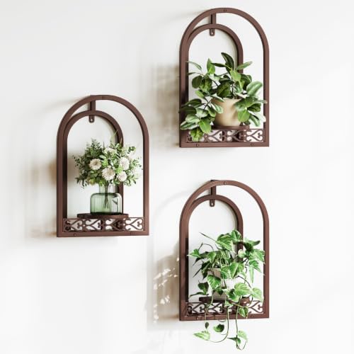 3 Pack Wall Plant Stands, Indoor Plant Holders Apartment, Coffee - color: 3 Pack Coffee
