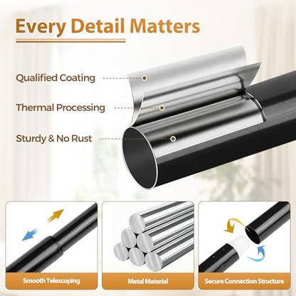 TONIAL Black Curtain Rods for Windows 2 Pack, 32 to 86 Inch, Drapery Rod - color: Black, size: 32-86"(2 Pack)