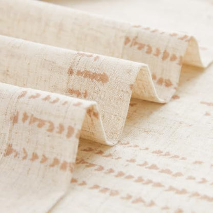 jinchan Linen Striped Tier Curtains for Kitchen Windows Boho - color: Boho Taupe | on Beige, size: 26"W x 24"L (Pack of 2)