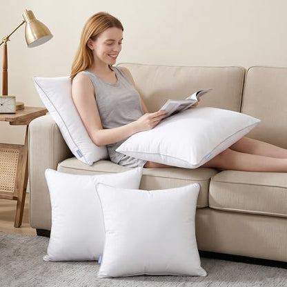 Leeden 24x24 Throw Pillow Inserts Set of 2-100% Cotton Cover - size: 24x24 Inch