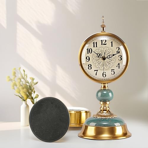 ZELVON amusediy Victorian Vintage 6-Inch Mantel Clock, Antique Anniversary Clock with Ceramic and Metal Body, Retro Mini Grandfather Clock, Silent Desk Clock for Living Room Décor.