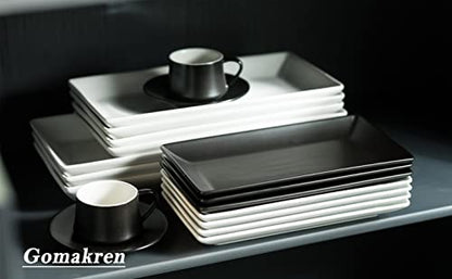 Gomakren Black Serving Platters 10 Inch Rectangular Serving Dishes Set of 4 - color: Black, size: 10 Inch (Set of 4 Platters)