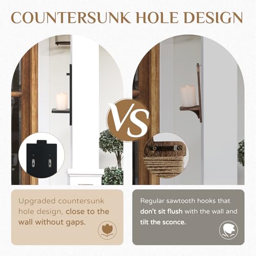 Large Black Wood Wall Candle Sconces: 19.7" Floating Shelf Design - color: Black, size: 19.7in x 6.3in