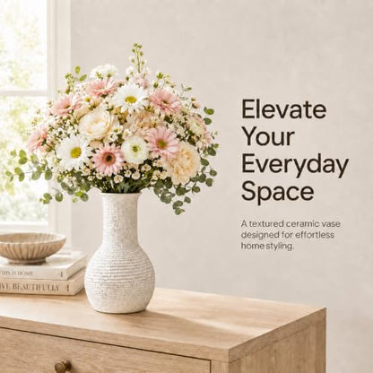 Nawaza Ceramic Flower Vase White Small Farmhouse Table Decor Vase V15 - color: Modern White-v15