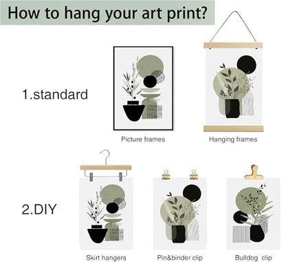 MDHFJEAW 3 Pcs Sage Green Boho Floral Wall Art Unframed Poster 16x24 In - color: Poster, size: 24''L x 16''W