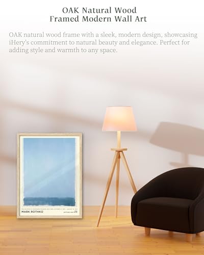 iHery 12x16in Natural OAK Wood Framed Light Blue Abstract Wall Art - color: OAK Framed Rothko Blue, size: 16"L x 12"W