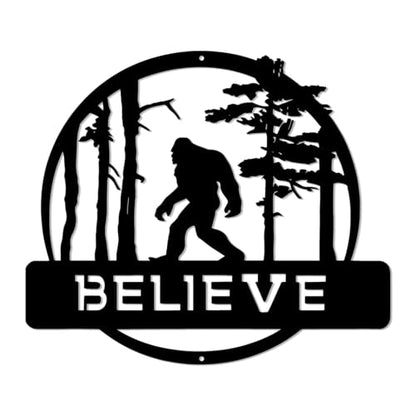 DUOOLN Big Foot Sasquatch Metal Wall Decor Art, Mountain Hunting Home Sign - color: Black - Big Foot Sasquatch