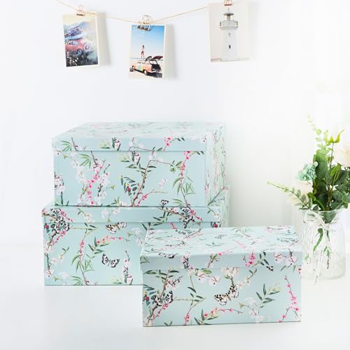 Soul & Lane - Butterfly Photo Storage Boxes with Lids, Set of 3 - color: Butterflies in Flight
