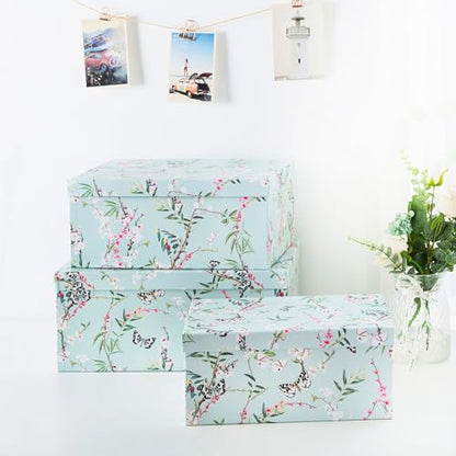 Soul & Lane - Butterfly Photo Storage Boxes with Lids, Set of 3 - color: Butterflies in Flight