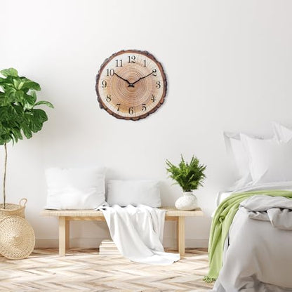 Rustic Wooden Wall Clock 12 Inch Battery Operated Wall Clocks