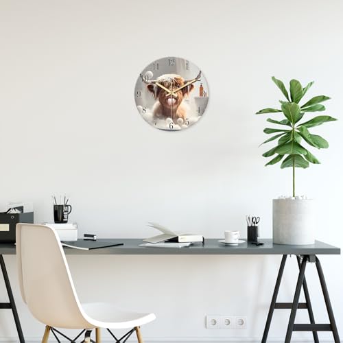 XNM Rustic Brown Glass Animal Wall Clocks Battery Operated 12 Inch - color: Brown, size: 12 Inch