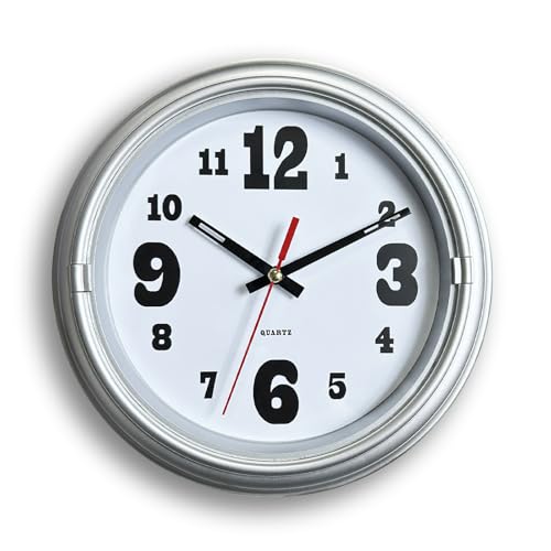 WANGIRO 8" Compact Wall Clock Silent Non-Ticking Battery Powered Silver - color: Silver