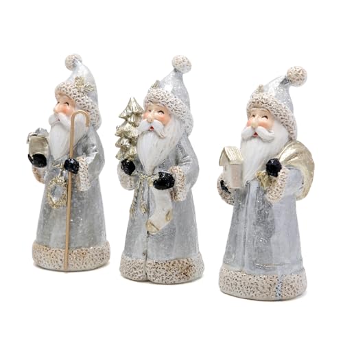 Hodao Santa Claus Decorative Figurine - Home Decor - Autumn Thanksgiving - Handcrafted - Perfect Choice for Christmas Home Decor and Indoor Holiday Display(3 PCS)(Silver) - color: Silver