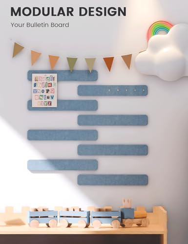 Fluxynara 13" x 2" Felt Wall Panels, Coastal Mist - color: Coastal Mist, size: 8-pack